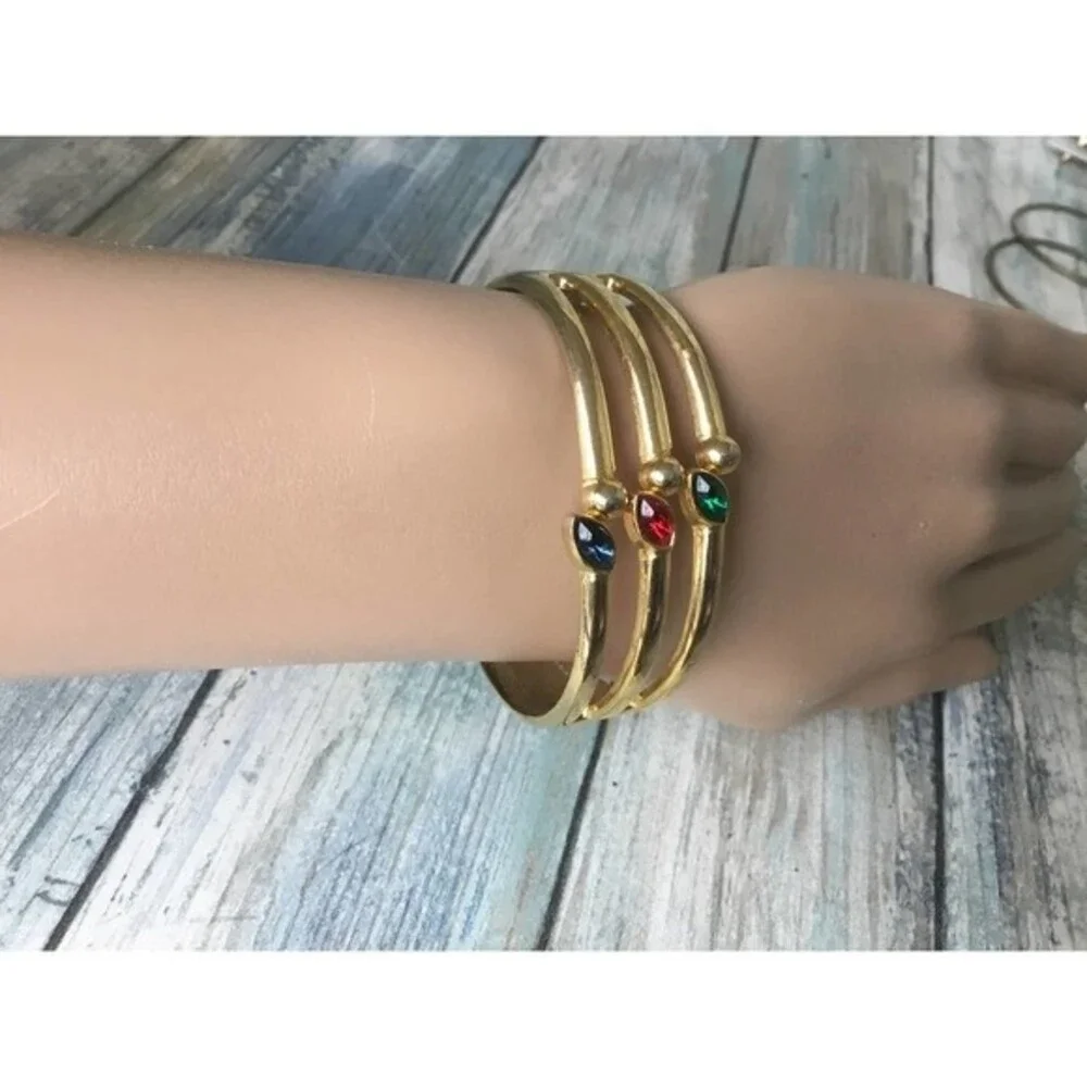 Gold Bracelet With Blue Red Green